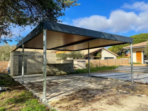 Pose d'une double pergola bioclimatique rétractable à PEUJARD (33)